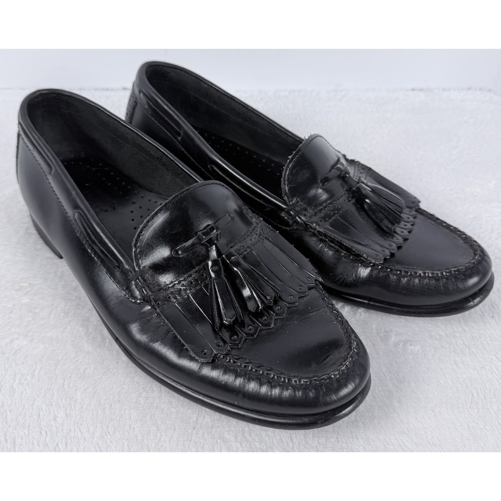 G.H. Bass Women's Black Leather Kiltie Tassel Loafers Size 10.5 M Made Brazil